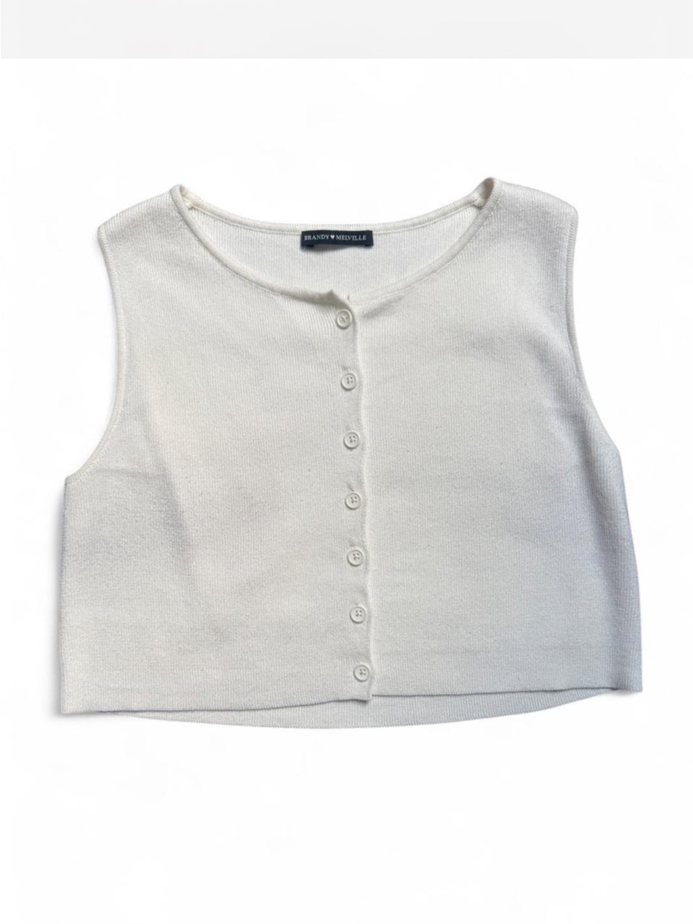 Brandy Melville White Ribbed Button-Front Tank
